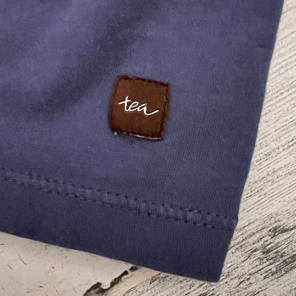 Tea Collection Girls 6 Navy Wrap Neck Dress Pink Trim Embroidered Flutter Sleeve - Picture 5 of 7